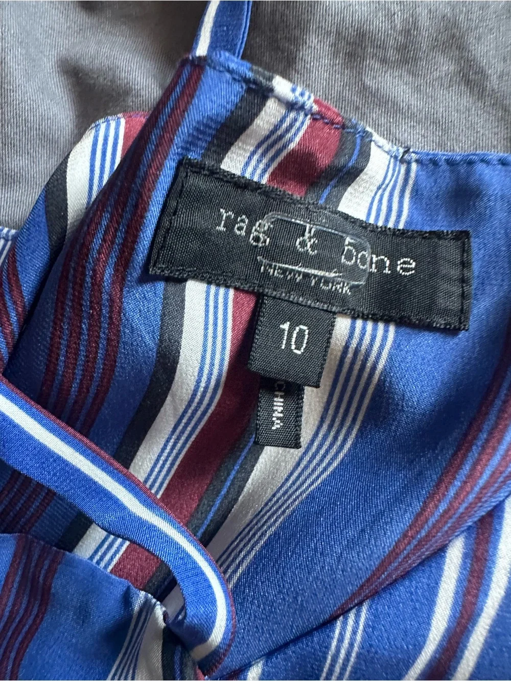 rag & bone Blue Striped Wrap Jumpsuit with Tie Waist US10 - Picture 2 of 7